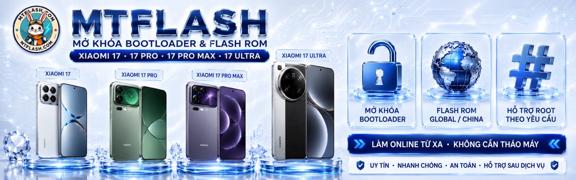 MTFLASH mở khóa Bootloader và Flash ROM Xiaomi 17 Series